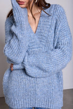 Pull en maille côtelée épaisse surdimensionné BLUE THREAD Bleu Ciel
