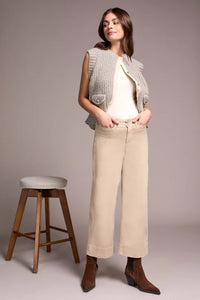 Pantalon Palazzo Taille Haute En Maille Extensible Confort Stretch