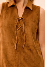 Robe Sans Manche Suède Tan Tribal Fashion