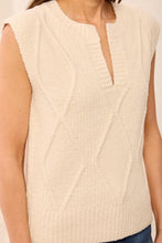 Pull sans manches à col rond fendu doux Crème