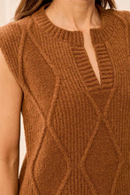 Pull sans manches à col rond fendu doux Noisetier