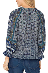 Blouse Col en V Marine & Or Liverpool