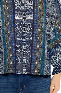 Blouse Col en V Marine & Or Liverpool