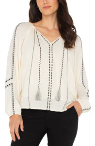 Chemisier Raglan Ivoire à Broderie Livepool