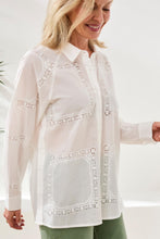 Chemisier boutonné en voile de coton brodé