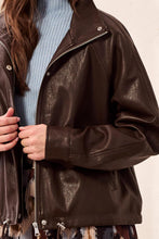 Veste Bomper en similicuir Chocolat