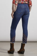 Jeans Pull ON AUDREY  Jambe Droite Cheville  W/FANCY EMB.-Blue Tribal