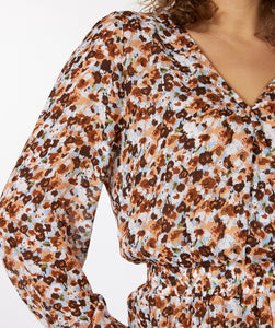 Robe Midi  Fleur Bleu/Café Esqualo