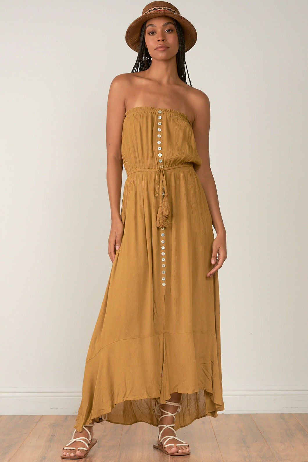 Robe Tahoe Maxi Gold Strapless